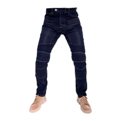 Stonewashed men biker jeans