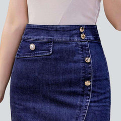 Lace hem embroidery denim skirt
