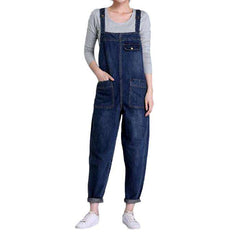 Lässige Jeans-Latzhose mit geraden Taschen