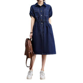 Short sleeve dark denim dress