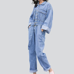 Oversized long sleeve denim overall