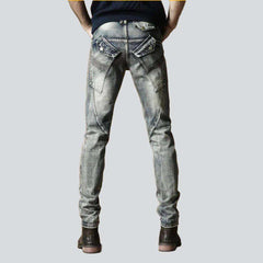 Flap pocket patchwork men jeans