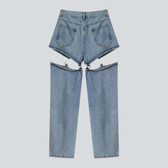 Detachable leg women baggy jeans