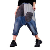 Patchwork women hip-hop denim pants