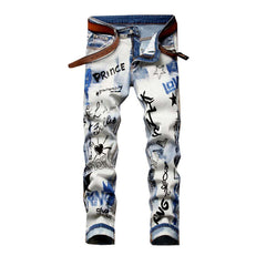 Vaqueros de moda para hombre con letras bordadas