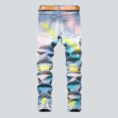 Graffiti-painted trendy men jeans