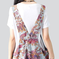 Painted baggy ladies denim jumpsuit