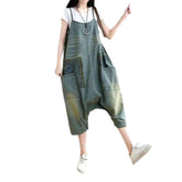 Vestido-mono vaquero ajustable para mujer