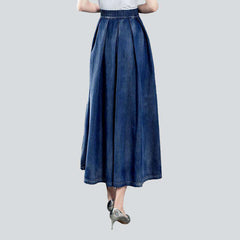 Langer Jeansrock mit besticktem Bund