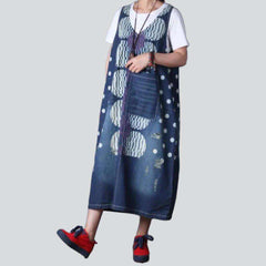 Vestido largo de mezclilla con estampado de burbujas