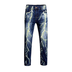 Lightning print jeans for men