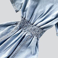 Vestido vaquero elegante con escote en V para mujer