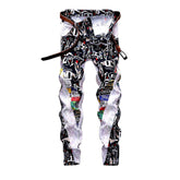 Inside-out letter print men jeans