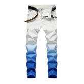 Vaqueros de hombre blancos con contraste azul