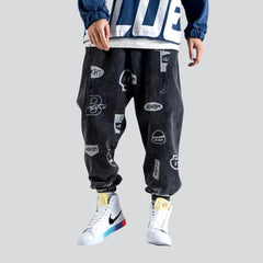 Jeans-Jogginghose mit Streetwear-Print für Herren