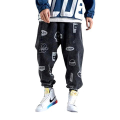 Jeans-Jogginghose mit Streetwear-Print für Herren