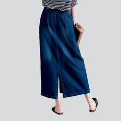 Straight pocket casual denim skirt