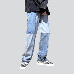 Vaqueros de tiro medio con patchwork para hombre