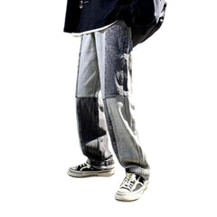 Vaqueros de tiro medio con patchwork para hombre