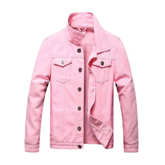 Pink slim men denim jacket