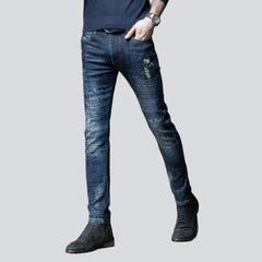 Vaqueros para hombre con estampado de inscripción de tigre