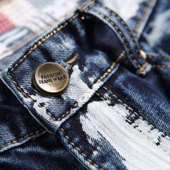 Flaggen & Buchstaben Stickerei Herren Jeans