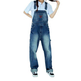 Chest embroidery women denim dungaree