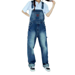 Chest embroidery women denim dungaree