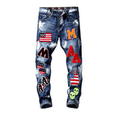 Flaggen & Buchstaben Stickerei Herren Jeans