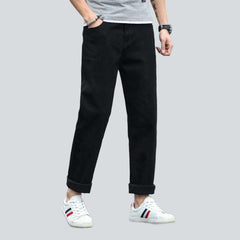 Black straight-fit jeans for men