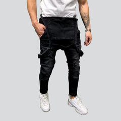 Mono vaquero ajustado y roto para hombre