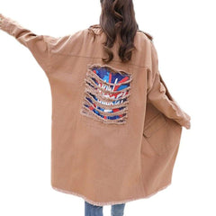 Chaqueta vaquera desgastada y pintada para mujer