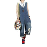 Jeans-Overall mit Fuchs-Stickerei für Damen