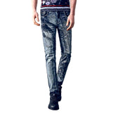 Vintage painting print men jeans
