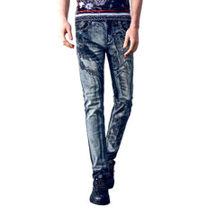 Herrenjeans mit Vintage-Malerei-Print