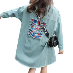 Chaqueta vaquera desgastada y pintada para mujer