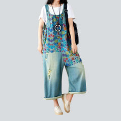 Harajuku print women denim dungaree