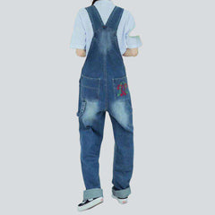 Chest embroidery women denim dungaree