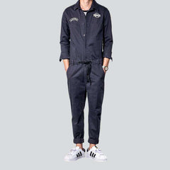 Dark grey men denim overall