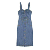 Contrast stitching buttoned denim dress