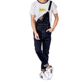 Navy slim men denim jumpsuit