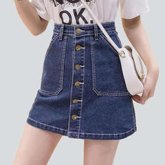 Buttoned women mini jeans skirt