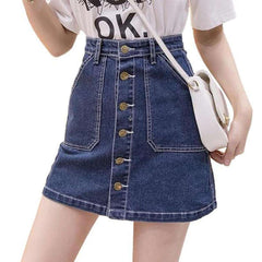 Buttoned women mini jeans skirt
