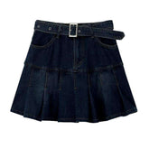 Dark blue denim skater skirt