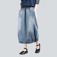 Blue bubble women denim skirt