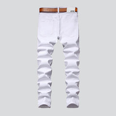 Weiße Jeans mit Rosenstickerei für Herren