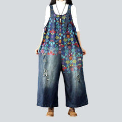 Harajuku print women denim dungaree