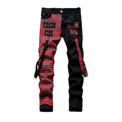 Punk Herren Jeans mit Gürtel