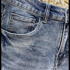 Vintage patched men denim shorts