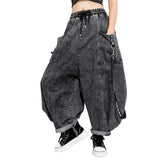Grey baggy women denim pants